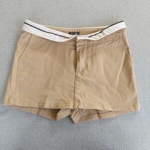 Wild Fable Shorts Womens 8 Khaki Fold Over Waistband Chino Preppy Mini Shorts